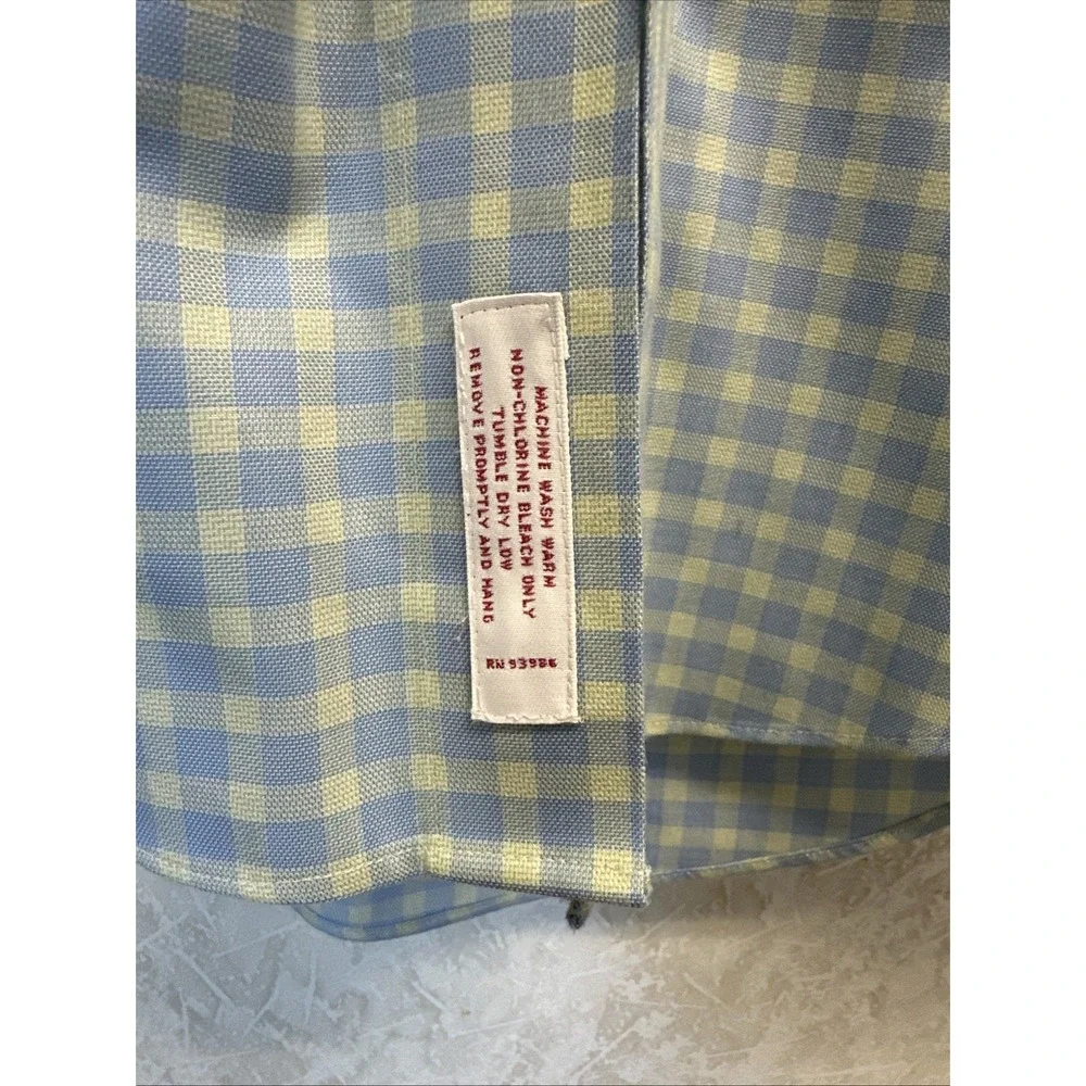 Brooks Brothers Mens Pastel Shirt Sz S Blue Yellow Gingham  Plaid Preppy - Picture 3 of 7